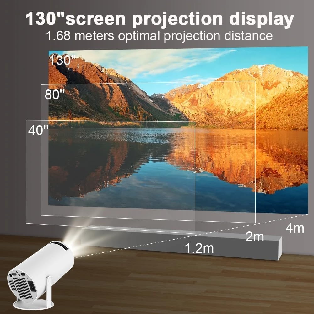 Mini Projector 4K Android 11 Smart Projectors WIFI 6 & Bt5.0,Allwinner H713 1280*720P Indoor Outdoor Video Projector for Home Cinema,180°Rotatable 200Ansi,For Phone/Tv Stick/Laptop