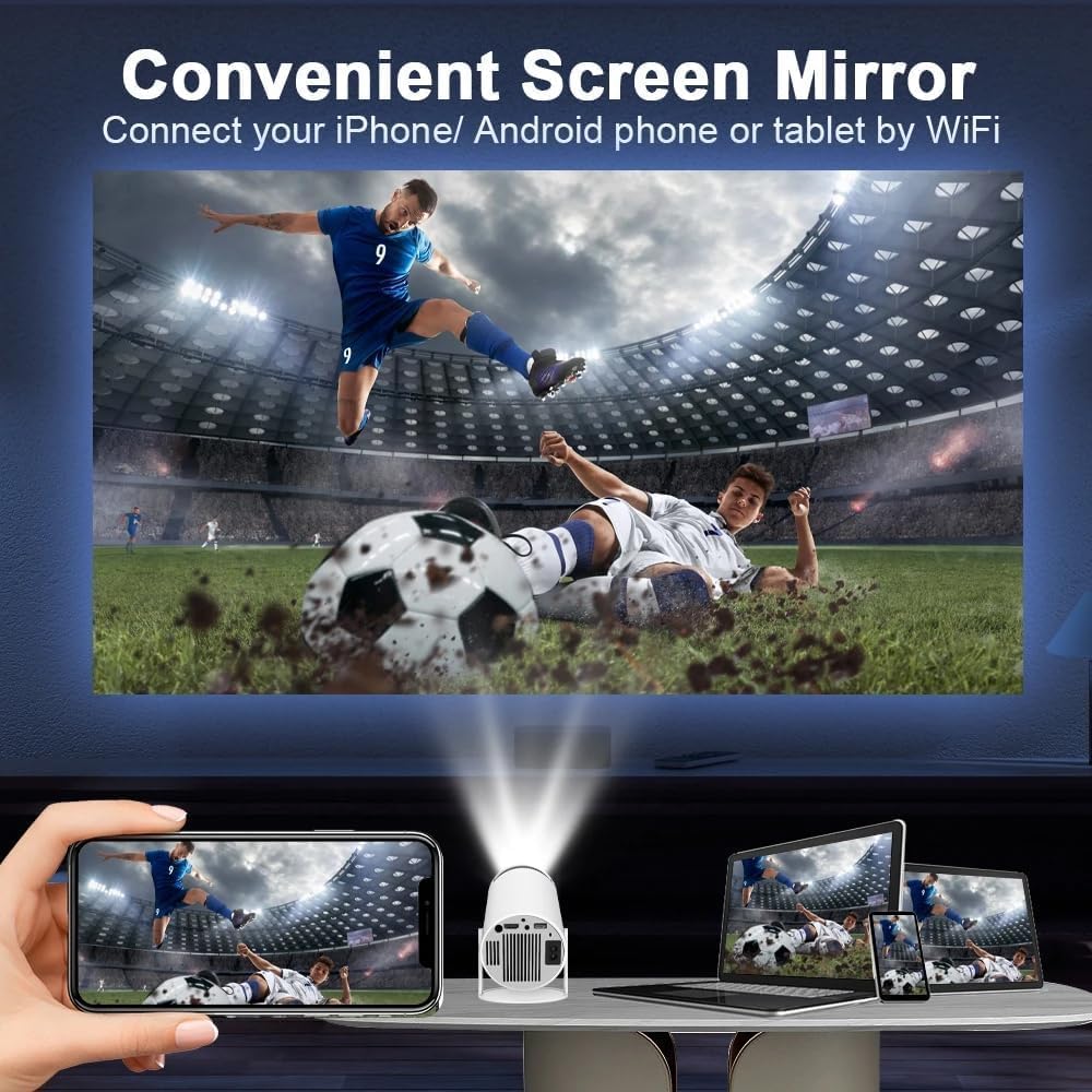 Mini Projector 4K Android 11 Smart Projectors WIFI 6 & Bt5.0,Allwinner H713 1280*720P Indoor Outdoor Video Projector for Home Cinema,180°Rotatable 200Ansi,For Phone/Tv Stick/Laptop