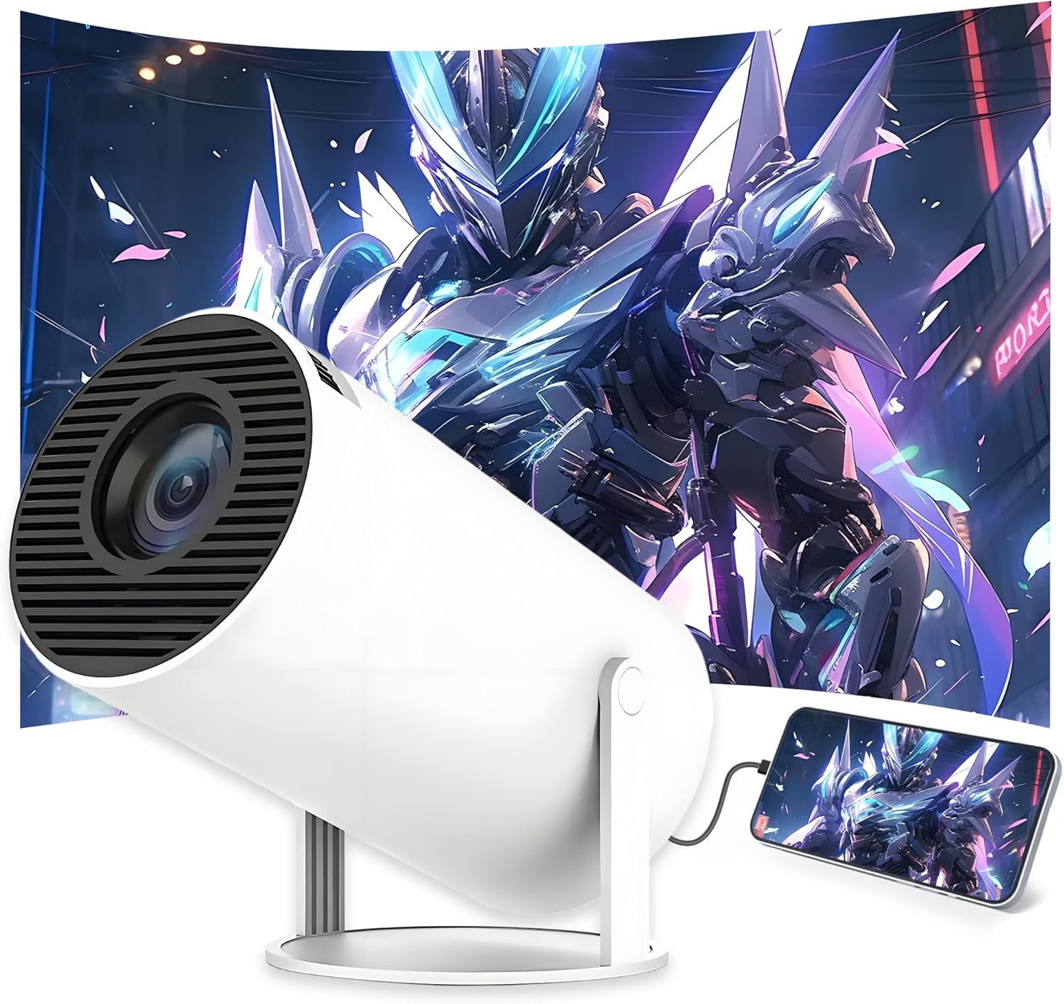 Mini Projector 4K Android 11 Smart Projectors WIFI 6 & Bt5.0,Allwinner H713 1280*720P Indoor Outdoor Video Projector for Home Cinema,180°Rotatable 200Ansi,For Phone/Tv Stick/Laptop